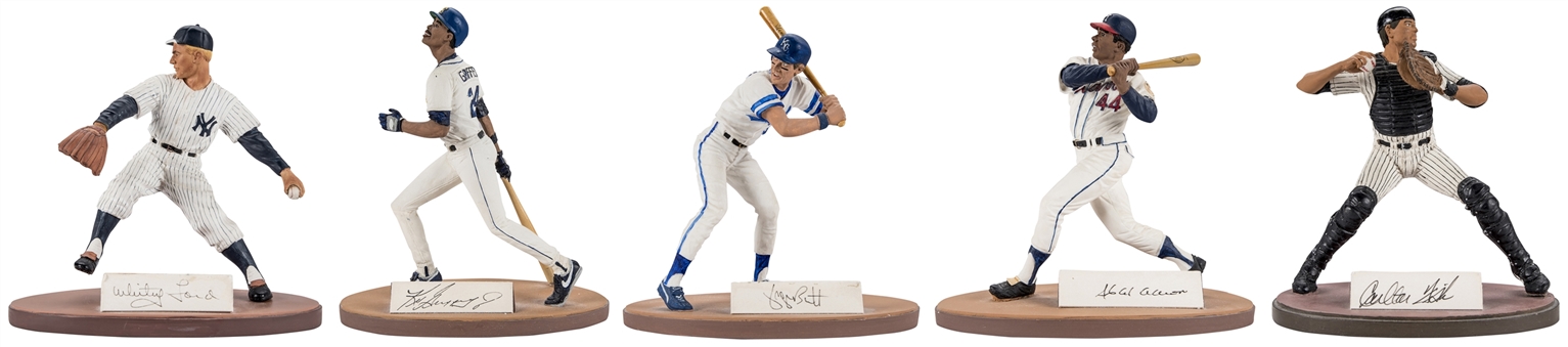 Lot of (5) Baseball Hall of Famers Signed Gartlan Statues (Beckett)